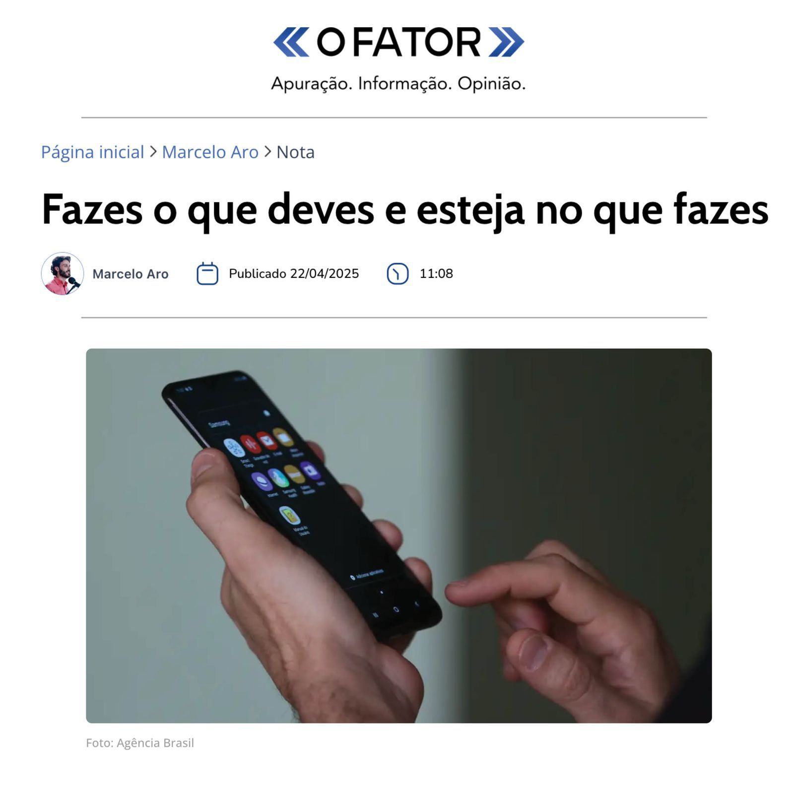 Fazes o que deves e esteja no que fazes